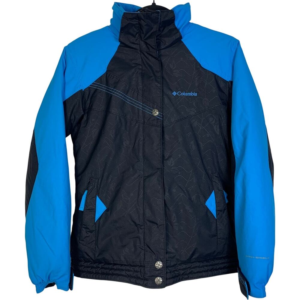 Columbia Jacket Girl's Youth 14/16 Black Black Full Zip Warm Skiing Hiking READ